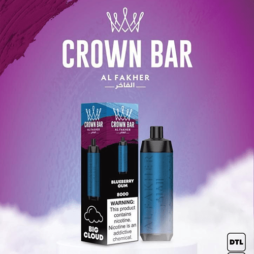 ALFAKHER CROWN BAR BLUEBERRY BUBBLE GUM - 8000 PUFFS