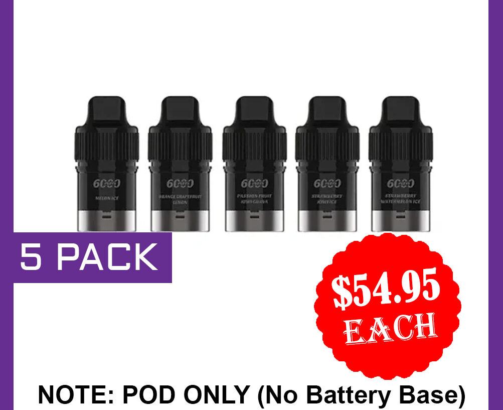IGET BAR PLUS – POD ONLY – 5 PACK – 6000 PUFFS (No Battery Base)