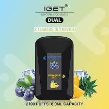 IGET DUAL 2 FLAVOURS IN 1 DEVICE PEACH ICE / GRAPE ICE - 2100 PUFFS