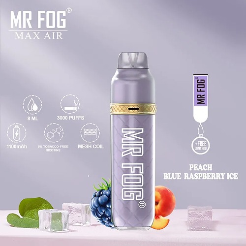 MR FOG PEACH BLUE RASPBERRY ICE - 3600 PUFFS — image 1